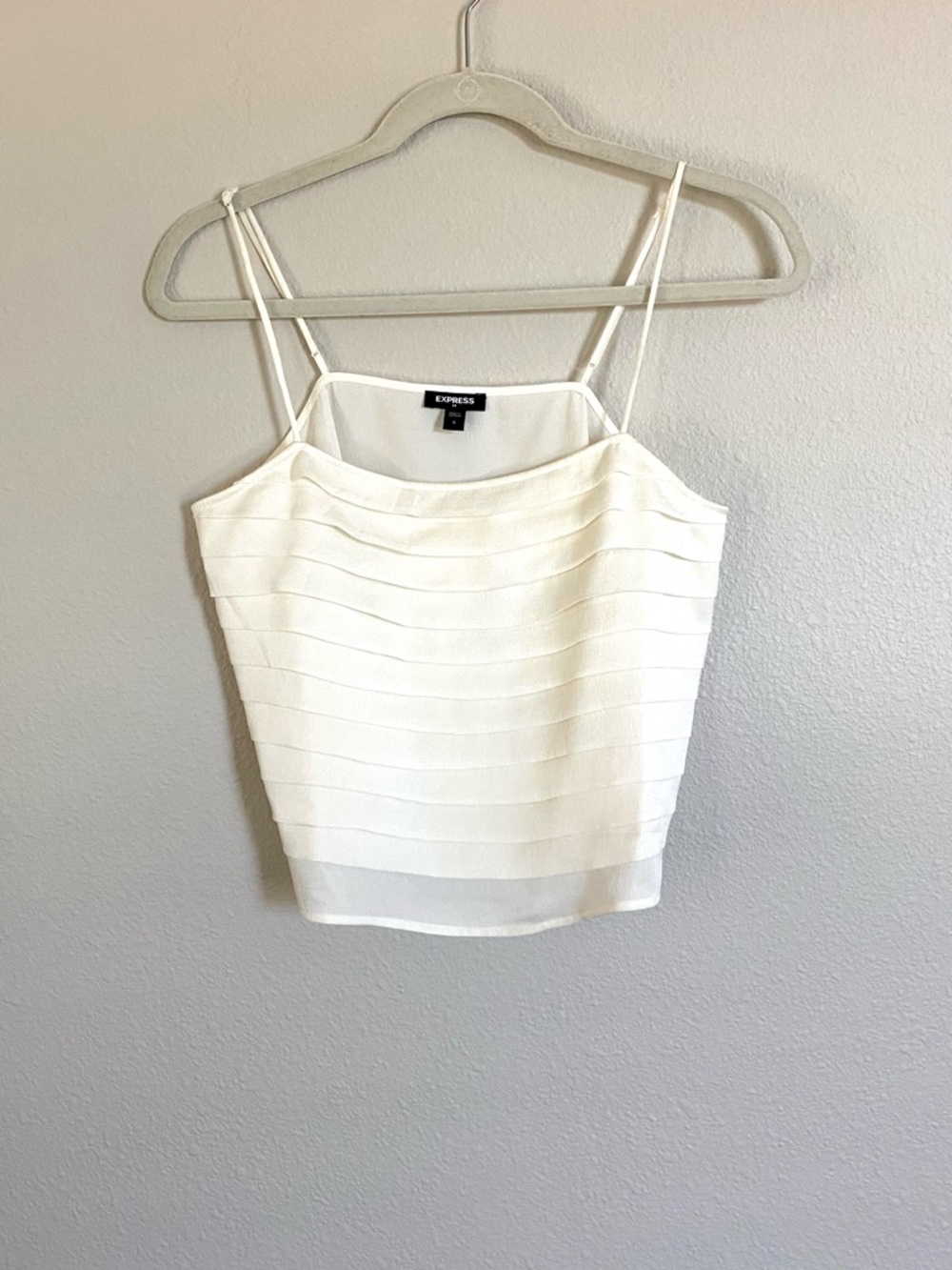 Express White Layered Bandage Crop Cami